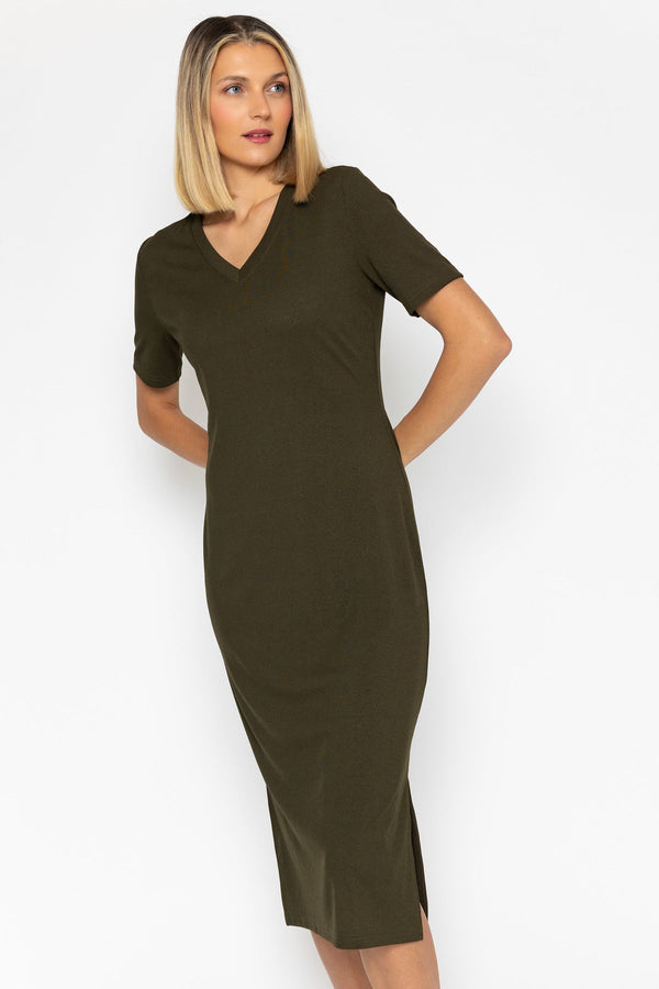 knee length dresses for ladies Khaki Jersey T-Shirt Dress | Ladies Dresses