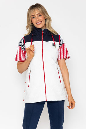 Carraig Donn 26Ss Long Line Gilet With Contrast Fabric