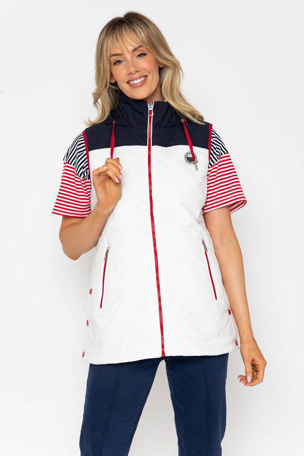 Carraig Donn 26Ss Long Line Gilet With Contrast Fabric