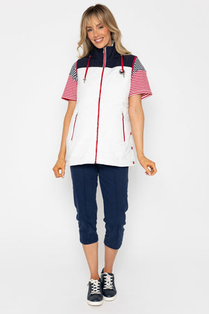 Carraig Donn 26Ss Long Line Gilet With Contrast Fabric