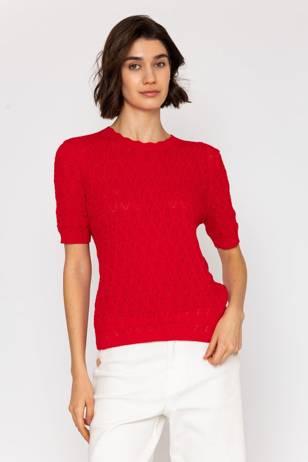Carraig Donn 26Ss Pointelle Knit Red