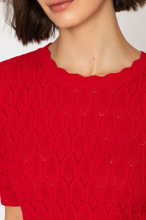 Carraig Donn 26Ss Pointelle Knit Red