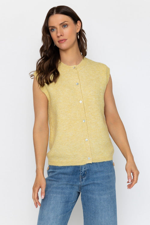 Yellow Button Front Yarn Vest
