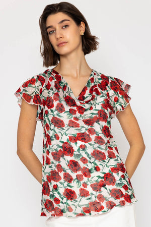 Carraig Donn 26Ss Rose Cowl Neck Top