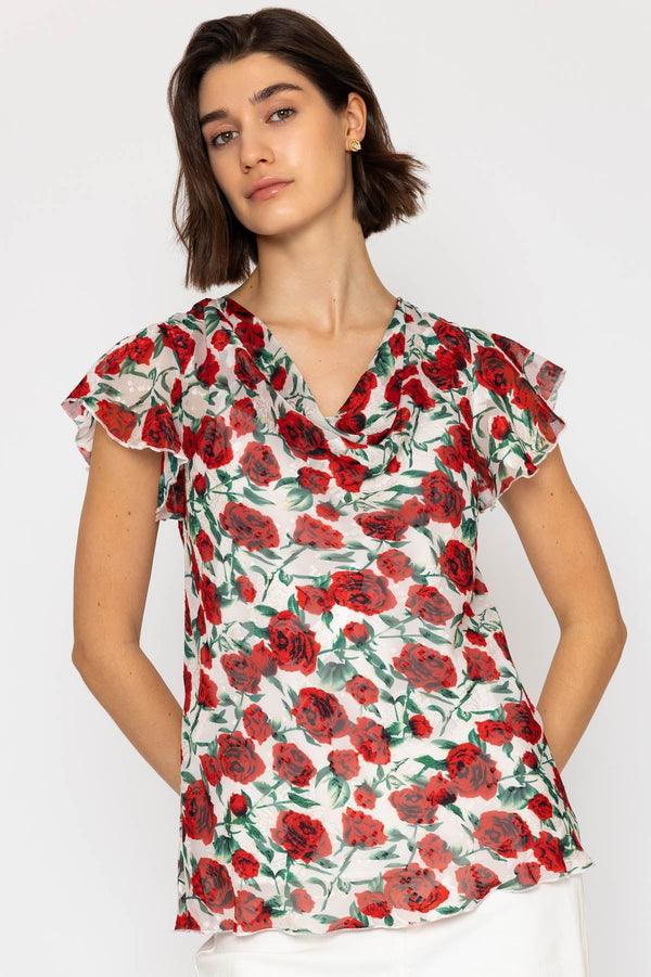 Carraig Donn 26Ss Rose Cowl Neck Top