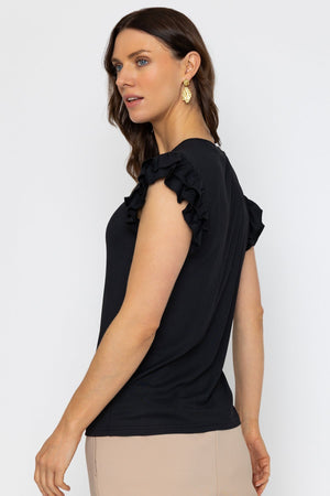 Carraig Donn 26Ss Ruffle Sleeve Jersey Top Black