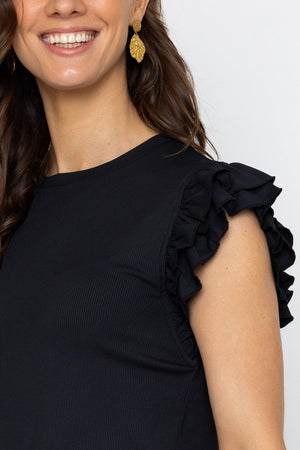 Carraig Donn 26Ss Ruffle Sleeve Jersey Top Black