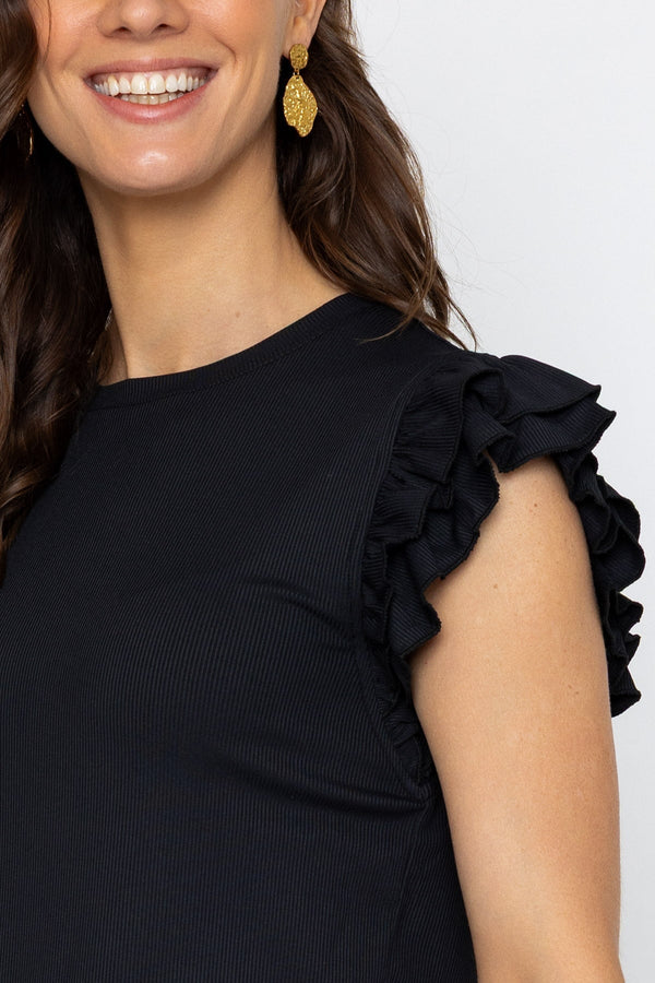 Carraig Donn 26Ss Ruffle Sleeve Jersey Top Black