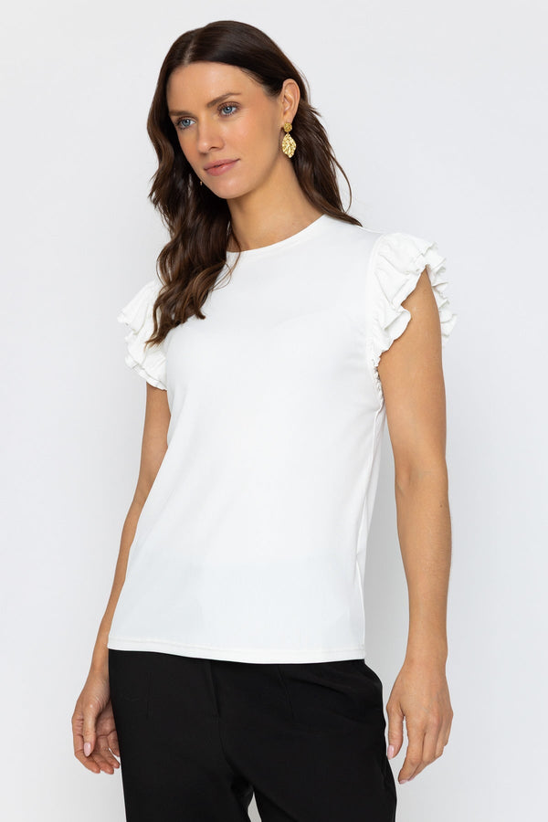 Carraig Donn 26Ss Ruffle Sleeve Jersey Top White