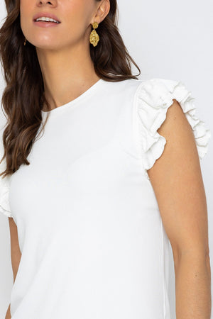 Carraig Donn 26Ss Ruffle Sleeve Jersey Top White