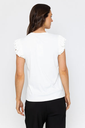 Carraig Donn 26Ss Ruffle Sleeve Jersey Top White