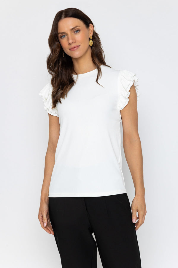 Carraig Donn 26Ss Ruffle Sleeve Jersey Top White