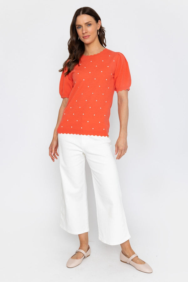 Carraig Donn 26Ss Scallop Edge Puff Short Sleeve Knit