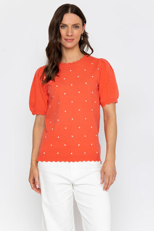 Carraig Donn 26Ss Scallop Edge Puff Short Sleeve Knit
