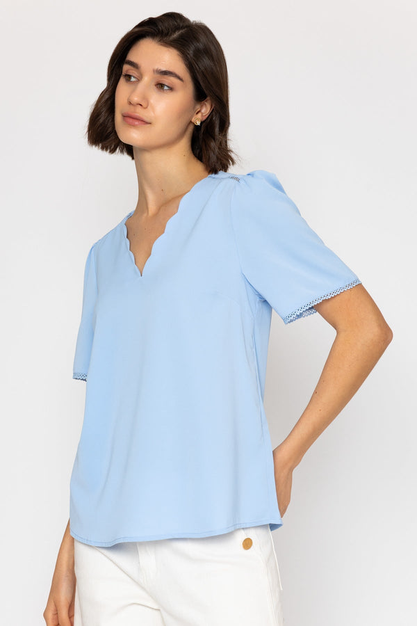 Carraig Donn 26Ss Scallop Neck Top Blue