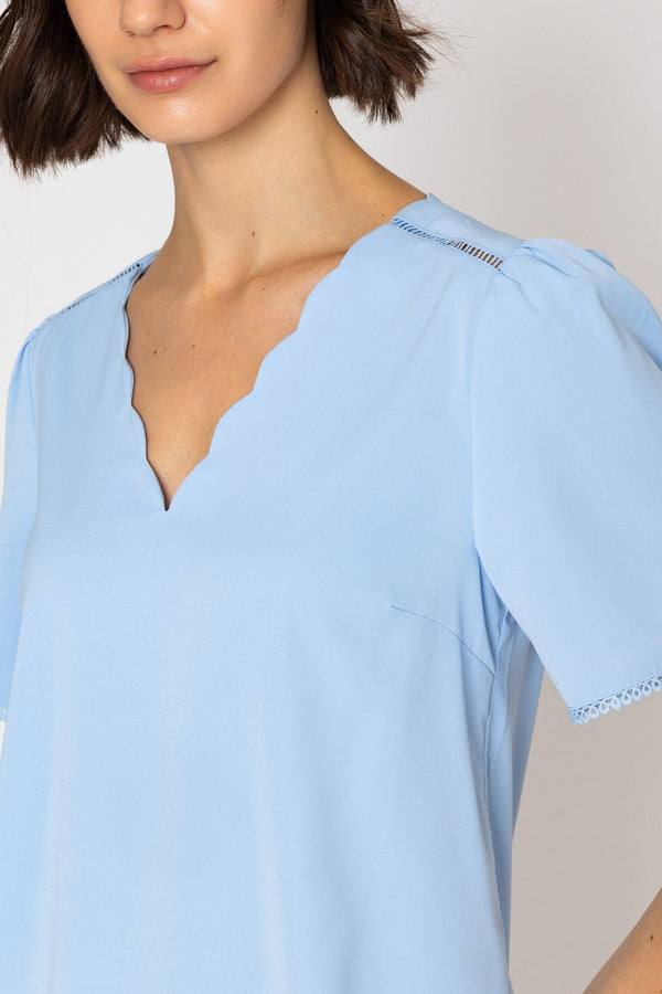 Carraig Donn 26Ss Scallop Neck Top Blue