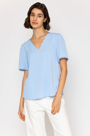Carraig Donn 26Ss Scallop Neck Top Blue
