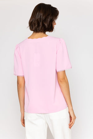 Carraig Donn 26Ss Scallop Neck Top Pink