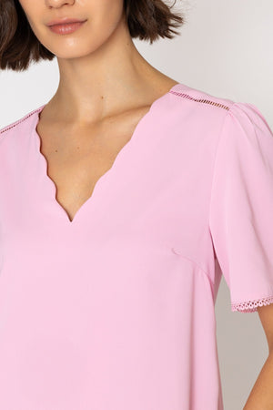 Carraig Donn 26Ss Scallop Neck Top Pink