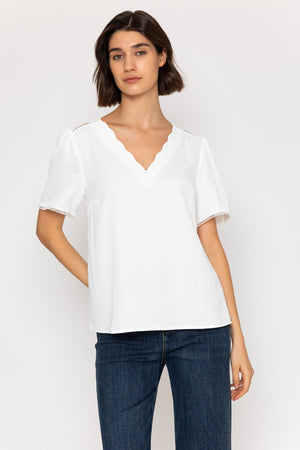 Carraig Donn 26Ss Scallop Neck Top White