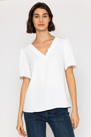 Carraig Donn 26Ss Scallop Neck Top White