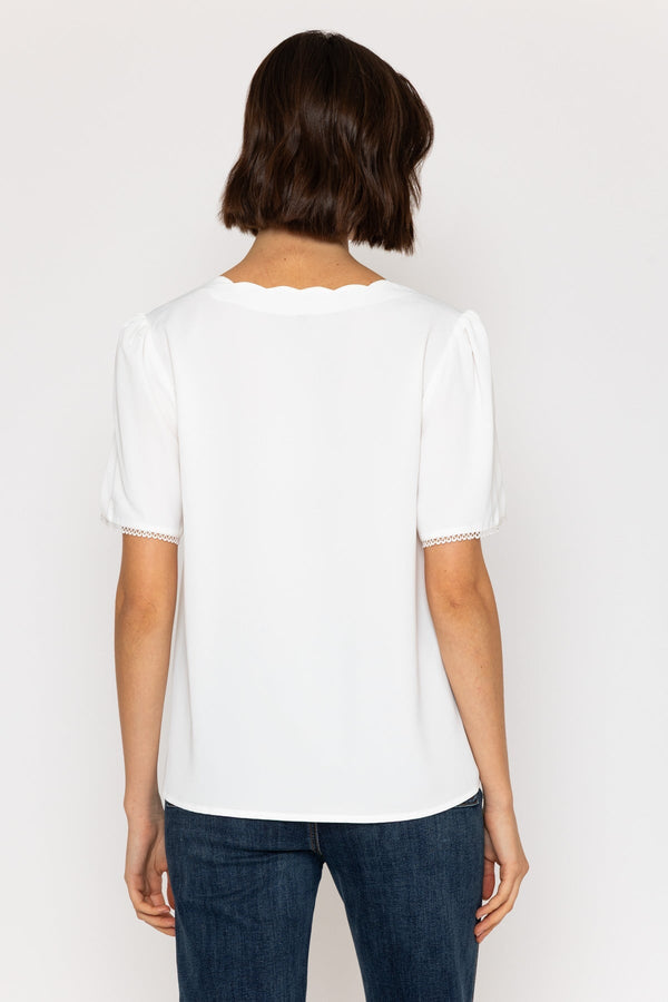 Carraig Donn 26Ss Scallop Neck Top White