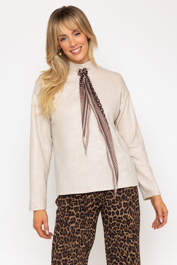 Carraig Donn 26Ss Scarf Detail Turtleneck Top