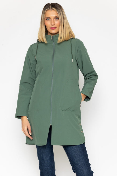 Hooded Soft Shell Rain Jacket in Green