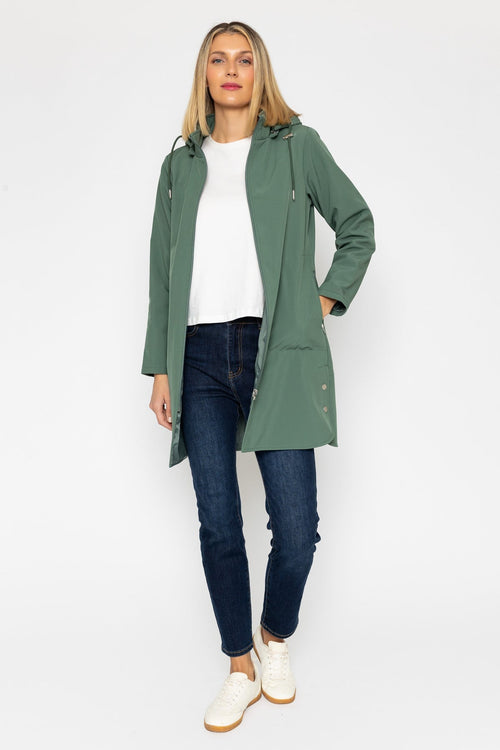 Hooded Soft Shell Rain Jacket in Green