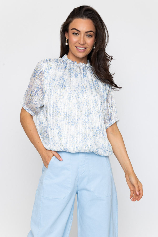 Carraig Donn 26Ss S/S Lurex Print High Neck Top