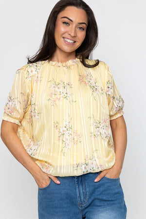 Carraig Donn 26Ss S/S Lurex Print High Neck Top