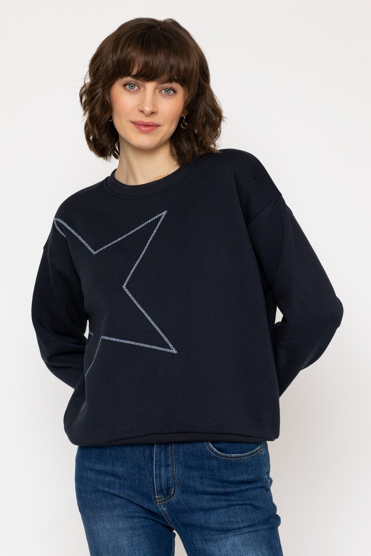 Star Embordered Sweatshirt in Navy