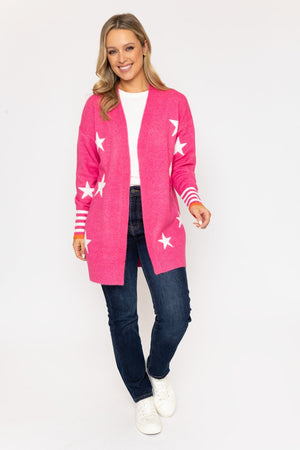 Carraig Donn 26Ss Star Longline Cardi Pink
