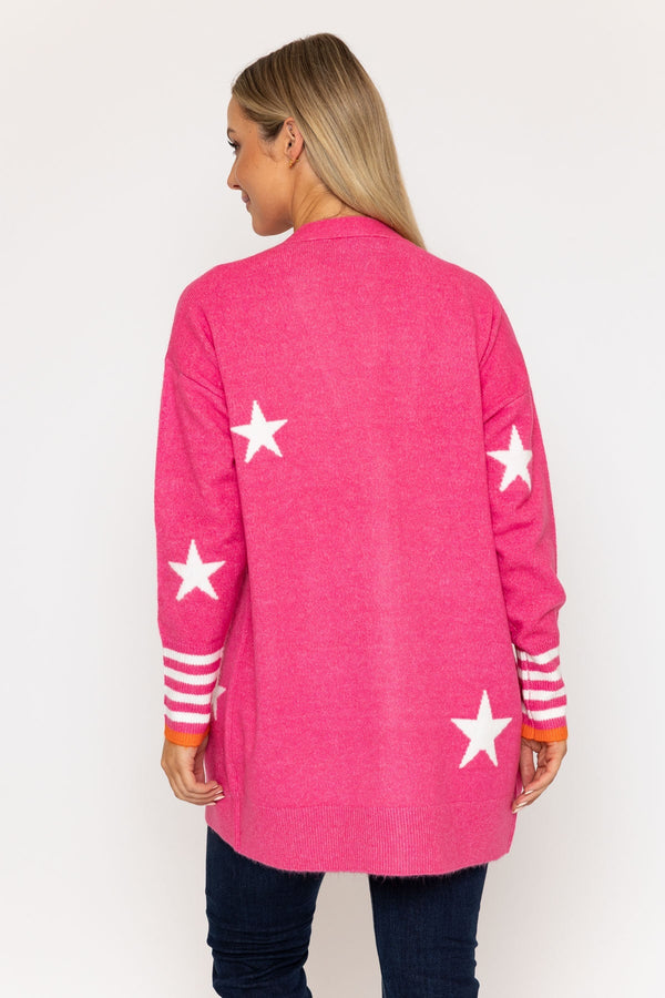 Carraig Donn 26Ss Star Longline Cardi Pink