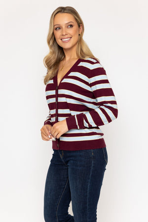 Carraig Donn 26Ss Stripe Button Cardi