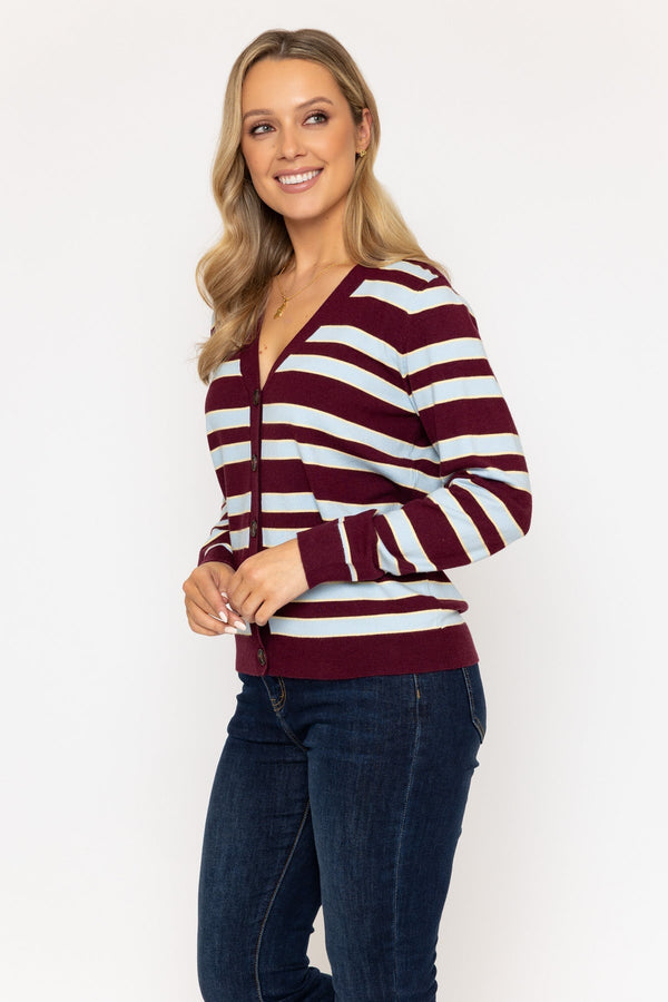 Carraig Donn 26Ss Stripe Button Cardi
