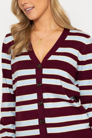 Carraig Donn 26Ss Stripe Button Cardi