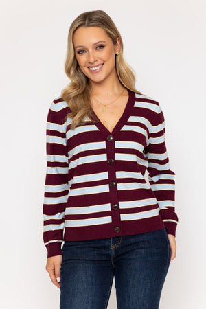 Carraig Donn 26Ss Stripe Button Cardi