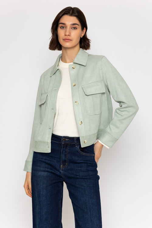 Suedette Shacket in Mint