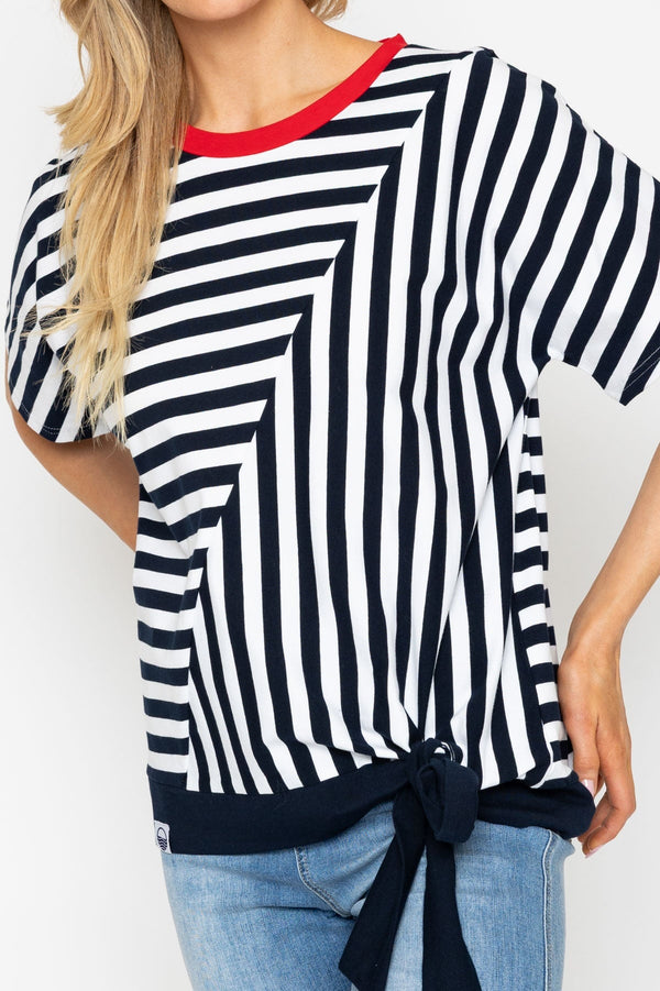 Carraig Donn 26Ss Tie Hem Stripe Top