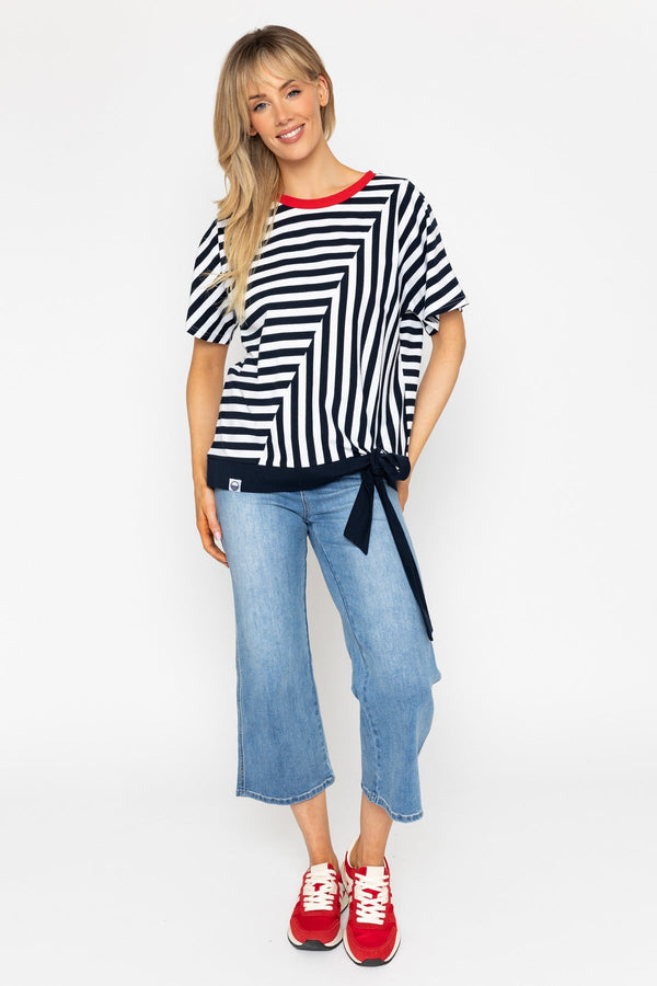 Carraig Donn 26Ss Tie Hem Stripe Top
