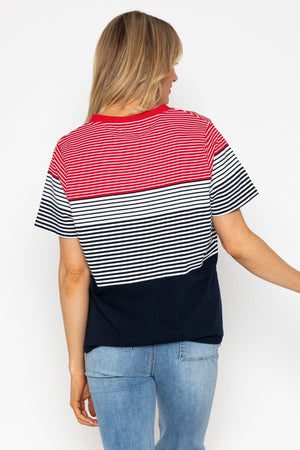 Carraig Donn 26Ss V Neck Colourblock Stripe T Shirt