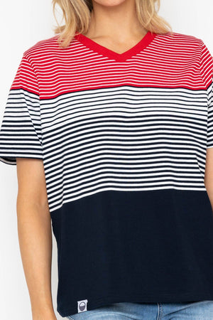 Carraig Donn 26Ss V Neck Colourblock Stripe T Shirt