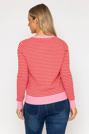 Carraig Donn 26Ss Wave Stripe Cardi Pink