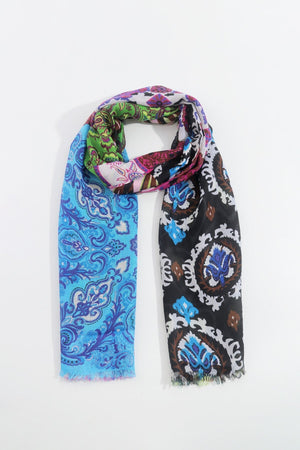 Abstract Paisley Scarf in Blue
