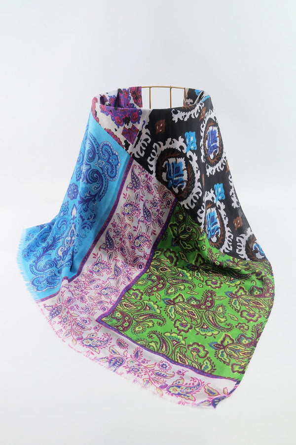 Carraig Donn Abstract Paisley Scarf in Blue