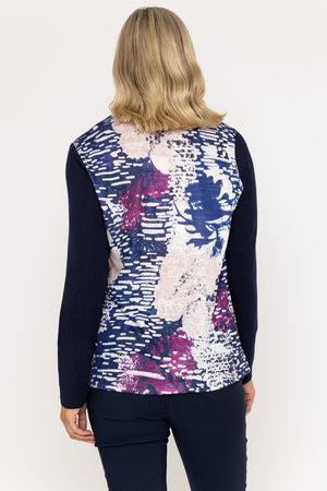 Carraig Donn Abstract Print Long Sleeve Navy Top