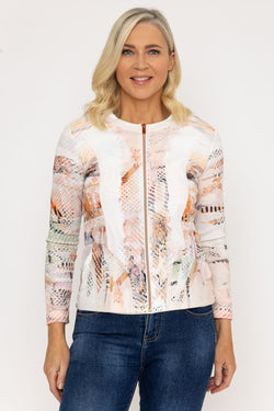 Carraig Donn Abstract Printed Zip Up Jacket in Peach