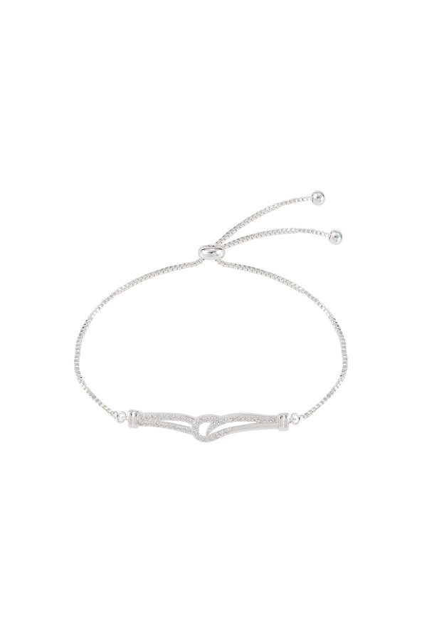 Carraig Donn Adjustable Silver Cubic Zirconia Slider Bracelet