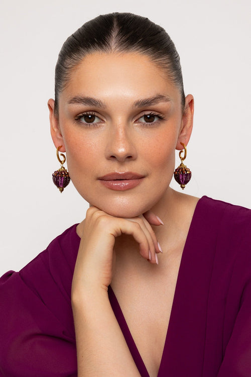 Alena Amethyst & Gold Earrings